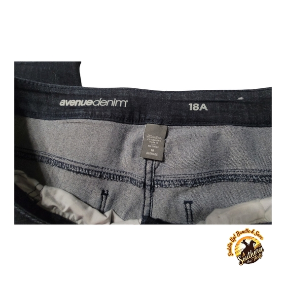 AVENUE DENIM - 18A Blue / Black Straight Jeans Classic Style - Picture 6 of 12